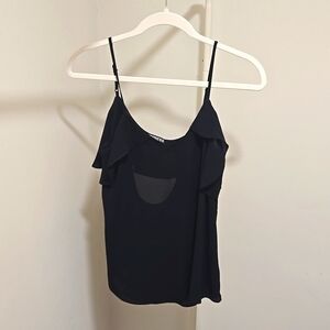EXPRESS black ruffle chiffon tank blouse